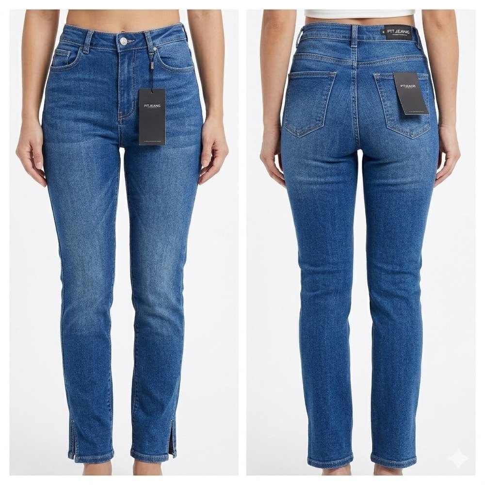 FITJEANS NWT Sapphire Blue‎ Straight Leg High Waisted Jeans Petite Size S